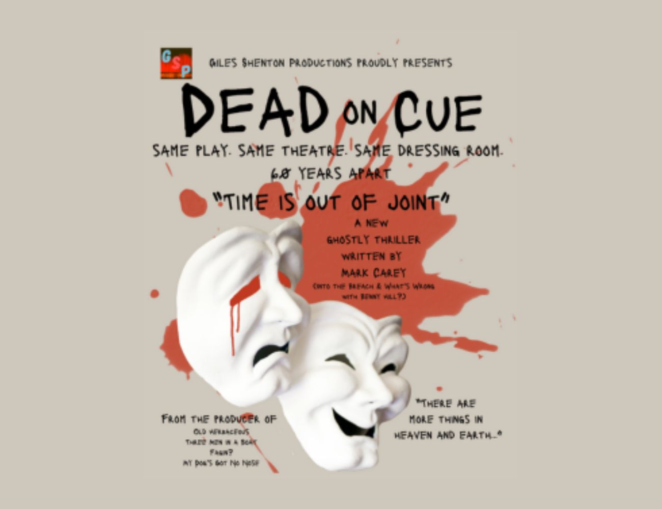 Theatre masks Dead on Cue